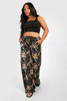 Широкие брюки с абстрактным принтом Plus boohoo, мультиколор