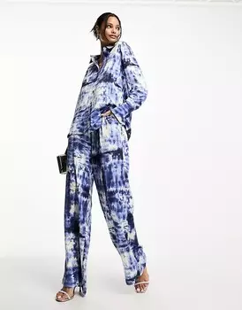 Широкие брюки с абстрактным принтом Vero Moda, военно-морской