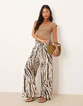 Широкие брюки с абстрактным принтом зебра JDY