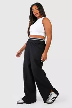 Широкие брюки с эластичной резинкой на талии Plus boohoo, черный