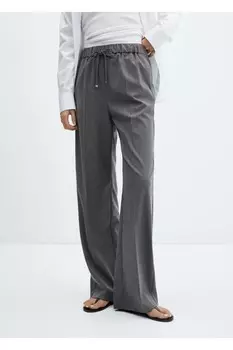 Широкие брюки с эластичной резинкой на талии Mango, серый