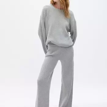 Широкие брюки с английским ребром Gap, серый