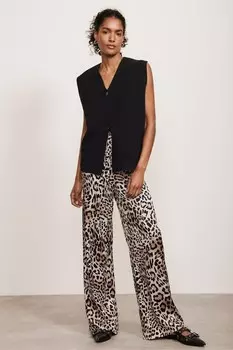 Широкие брюки с анималистичным принтом Mint Velvet, серый