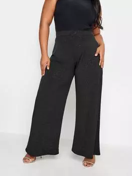 Широкие брюки с блестками Yours, черный