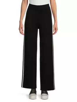 Широкие брюки с боковой тесьмой Saks Fifth Avenue, цвет Black Frost