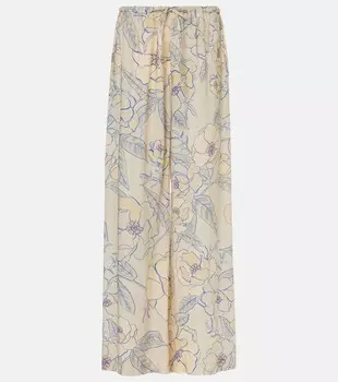 Широкие брюки с цветочным принтом Dries Van Noten, синий