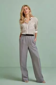 Широкие брюки с декоративным поясом Next, серый