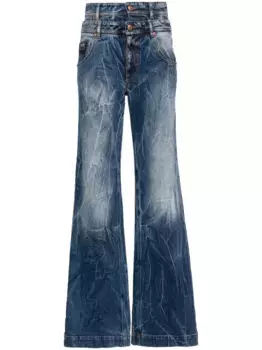 Широкие брюки с двойным поясом Versace Jeans Couture, синий