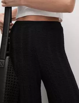 Широкие брюки с фактурной резинкой на талии Marks & Spencer, черный