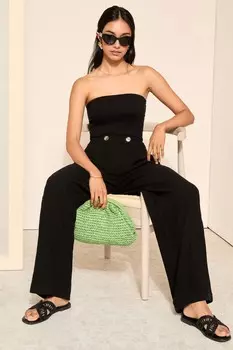 Широкие брюки с льном Friends Like These, черный