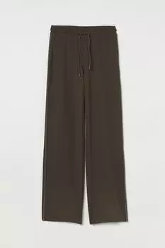 Широкие брюки с лампасами H&amp;M, темно-зеленый хаки