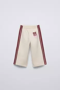 Широкие брюки с лампасами по боку ZARA, экрю