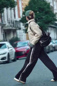 Широкие брюки с лампасами по боку ZARA, черный