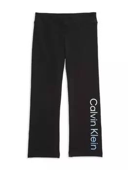 Широкие брюки с логотипом для девочек Calvin Klein, черный