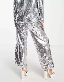 Широкие брюки с напуском Extro & Vert в сочетании с серебристыми пайетками