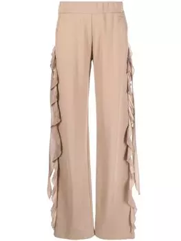 Широкие брюки с оборками Blumarine, бежевый