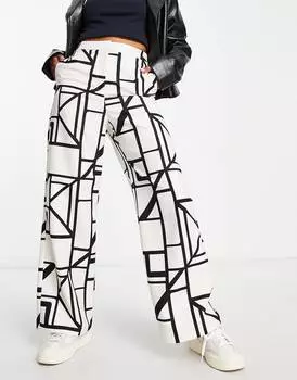 Широкие брюки с однотонным принтом ASOS DESIGN Hourglass
