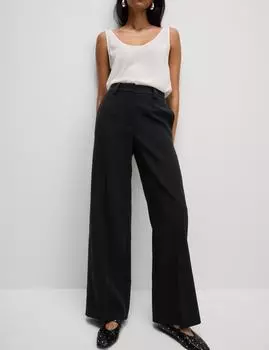 Широкие брюки с отделкой из крепа Marks & Spencer, черный