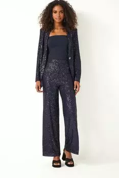 Широкие брюки с пайетками Next, синий