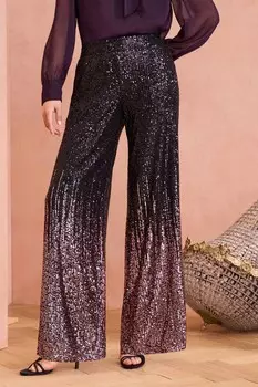 Широкие брюки с пайетками омбре Love & Roses, розовый