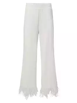 Широкие брюки с перьями Weworewhat, слоновая кость