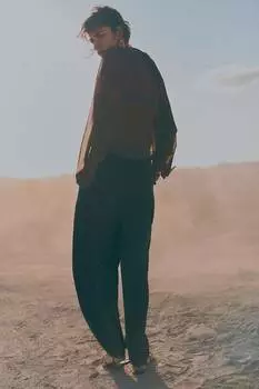 Широкие брюки с поясом H&M, черный