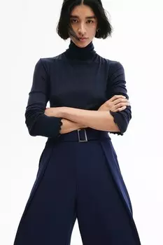 Широкие брюки с поясом H&M, синий