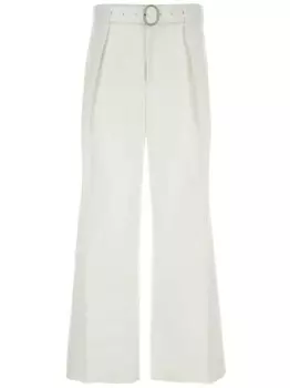 Широкие брюки с поясом на талии Jil Sander, белый