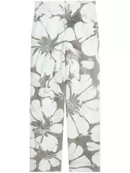 Широкие брюки с принтом DRIES VAN NOTEN, серый