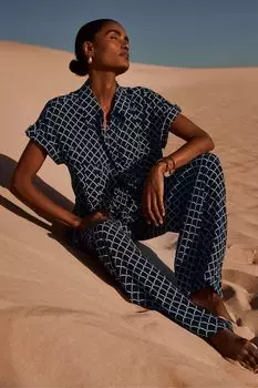 Широкие брюки с принтом Mint Velvet, синий