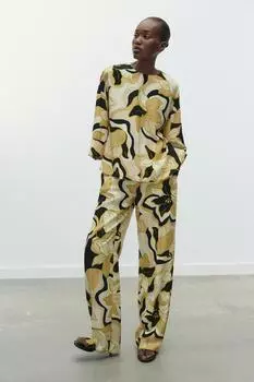 Широкие брюки с принтом ZARA, разноцветный