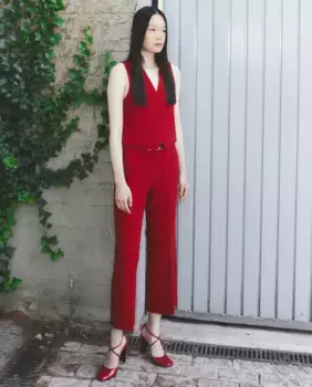 Широкие брюки с пряжками Sfera, красный