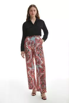 Широкие брюки с ярким рисунком Цвет фуксии QUZU