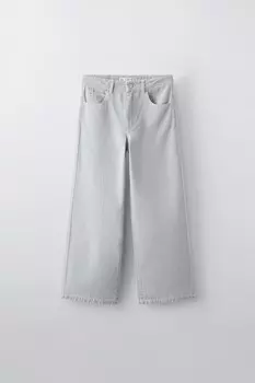 Широкие брюки с узором «елочка» ZARA, серый