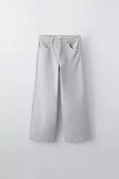 Широкие брюки с узором «елочка» ZARA, серый