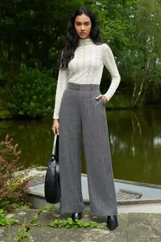 Широкие брюки с узором «ёлочка» Ro&Zo, серый