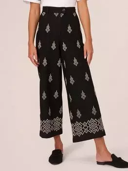 Широкие брюки с вышивкой Adrianna Papell, цвет Black/Cream