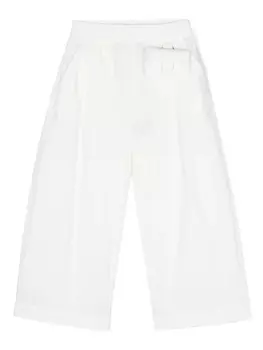 Широкие брюки с вышивкой FF Fendi Kids, белый