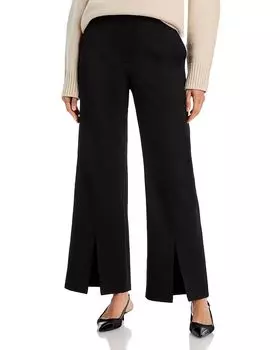 Широкие брюки с высокой посадкой и разрезами на манжетах T Tahari, черный