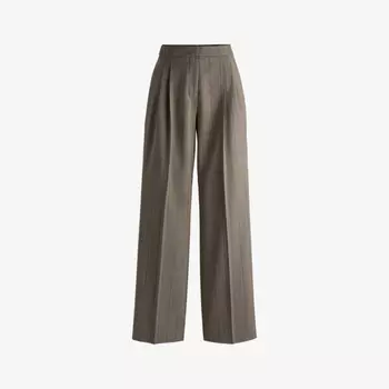 Широкие брюки с высокой посадкой из эластичной шерстяной смеси в клетку Hugo, мультиколор
