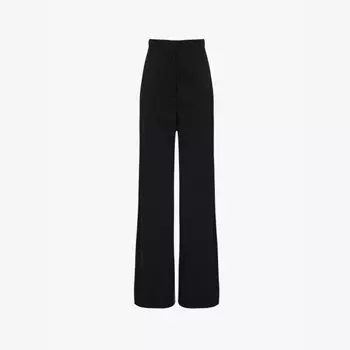 Широкие брюки с высокой посадкой из смеси шерсти Stella Mccartney, черный