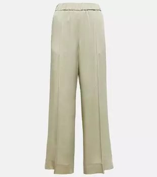 Широкие брюки с высокой посадкой JIL SANDER, зеленый