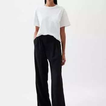 Широкие брюки с высокой талией и вытачками Gap, черный