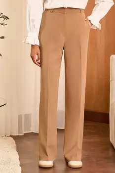 Широкие брюки с высокой талией Love & Roses, коричневый