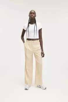 Широкие брюки с высокой талией Monki, бежевый
