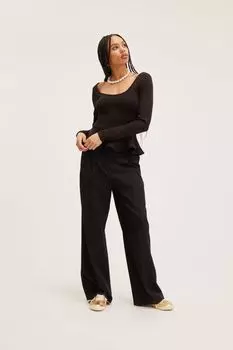 Широкие брюки с высокой талией Monki, черный