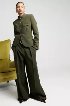 Широкие брюки с высокой талией River Island, зеленый