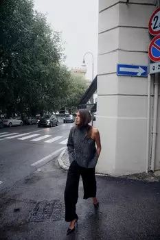 Широкие брюки с высокой талией ZARA, черный