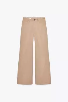 Широкие брюки с высокой талией ZARA, цвет Light camel