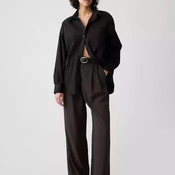 Широкие брюки с вытачками Gap, коричневый